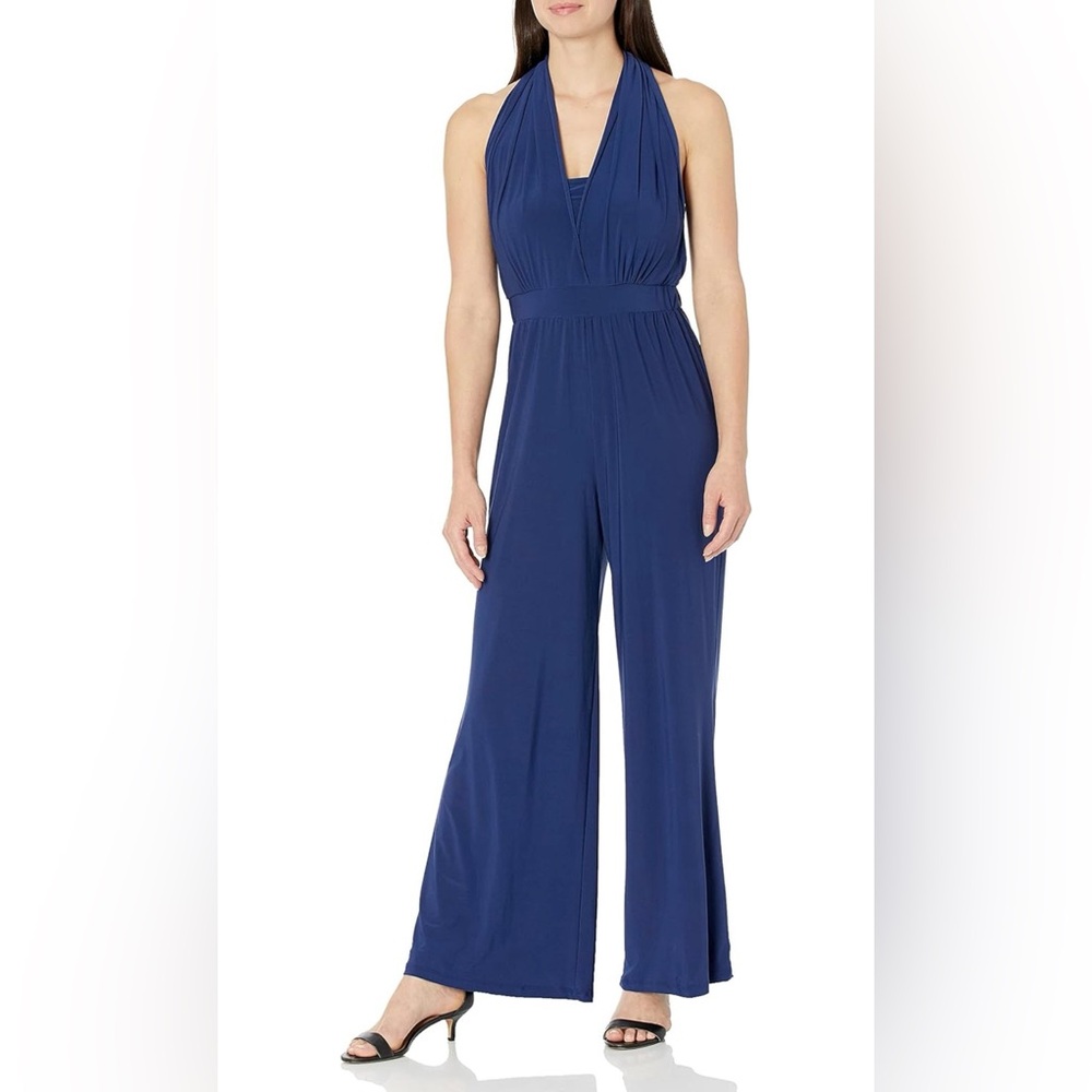 Truth & Fable Bandeau Jersey Multiway Jumpsuit navy blue size medium NEW